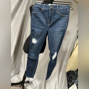 Hollister Dark Blue Distressed Skinny Jeans